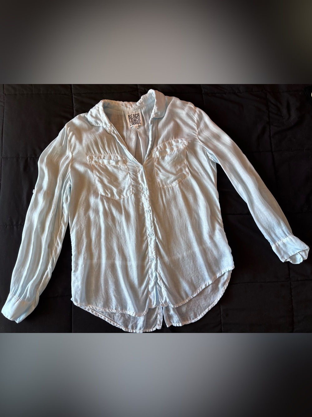 beachlunchlounge Pale Blue Button-Down Shirt with Chest Pockets